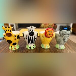 Animal Themed Ceramic Egg Cups Set